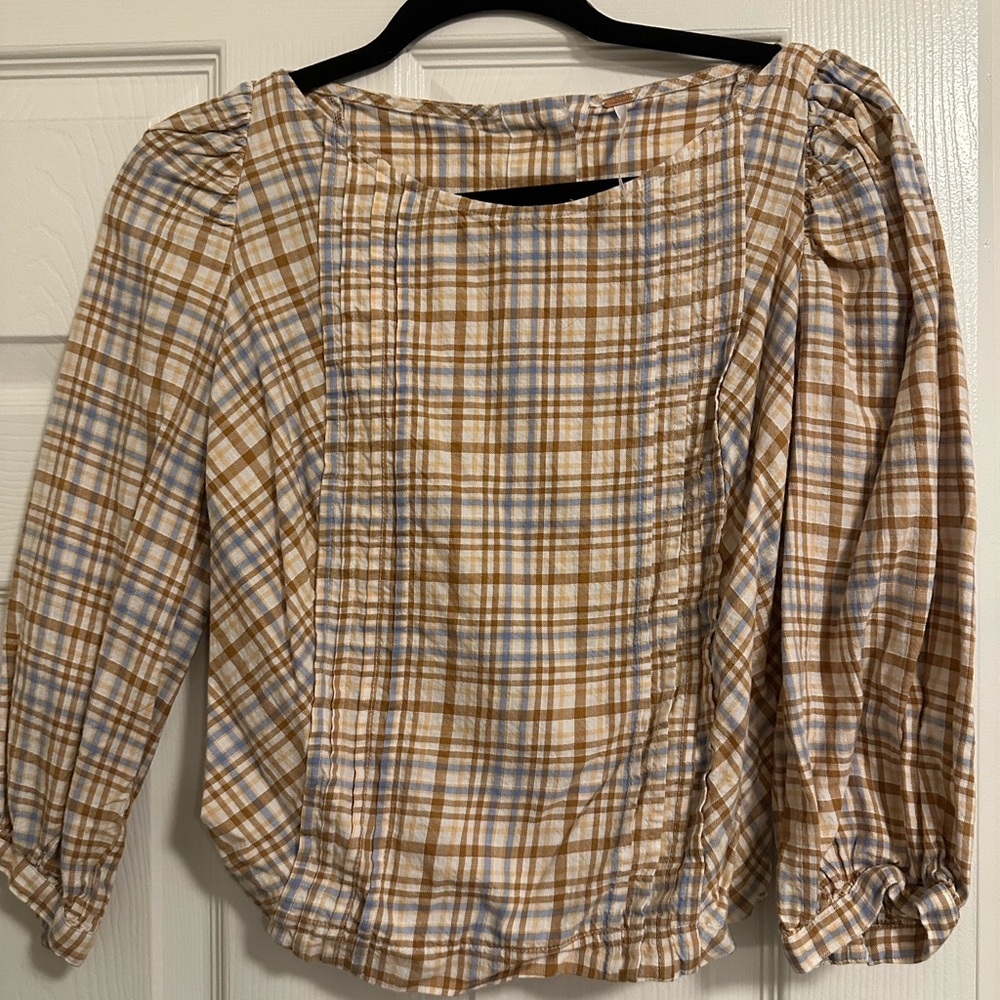 Plaid top from free people with buttons on back